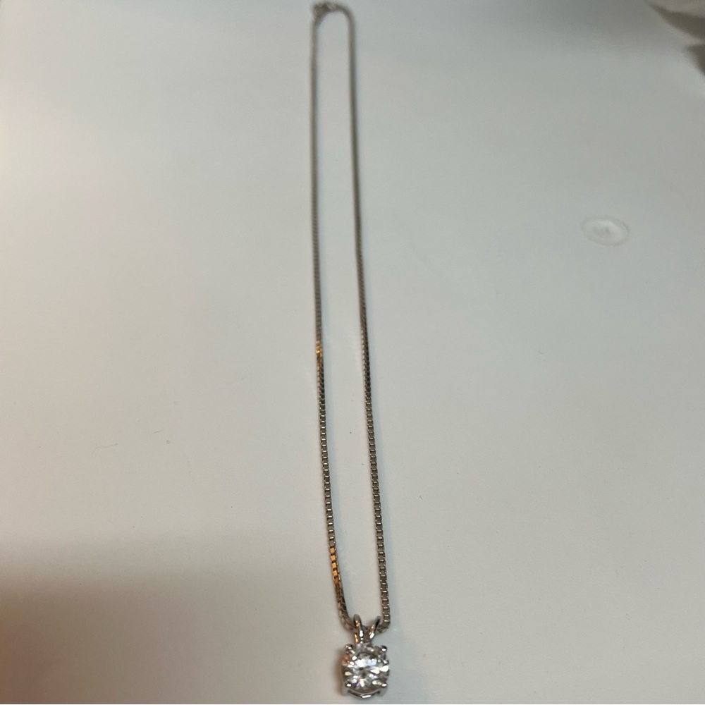 Solid Sterling Silver Necklace with CZ Pendant